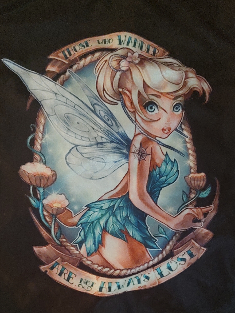 Disney Fairy Graphic Tee - Teal & Black